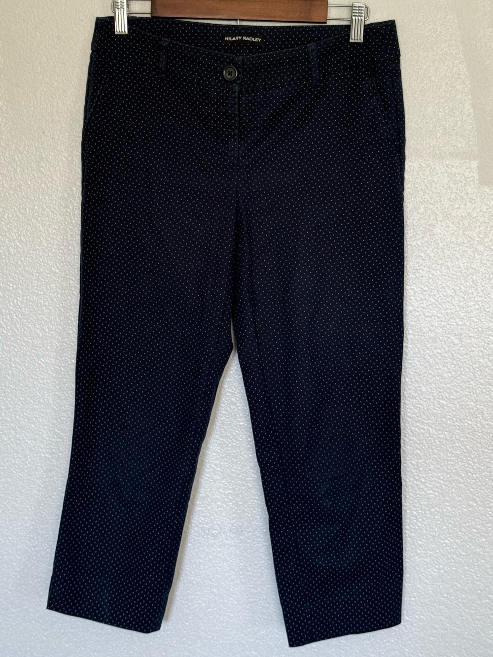 Hilary Radley Navy Microdot Cropped Slim Capris